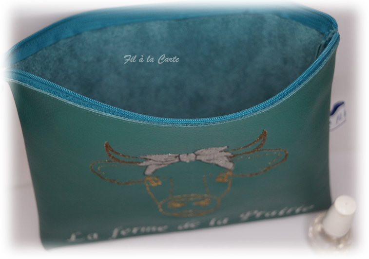 Trousse plate vachette verte5