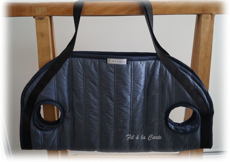 Sac transport chien bleu gris