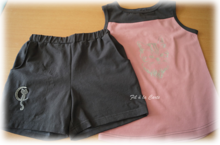 Ensemble short débardeur char 140 cm