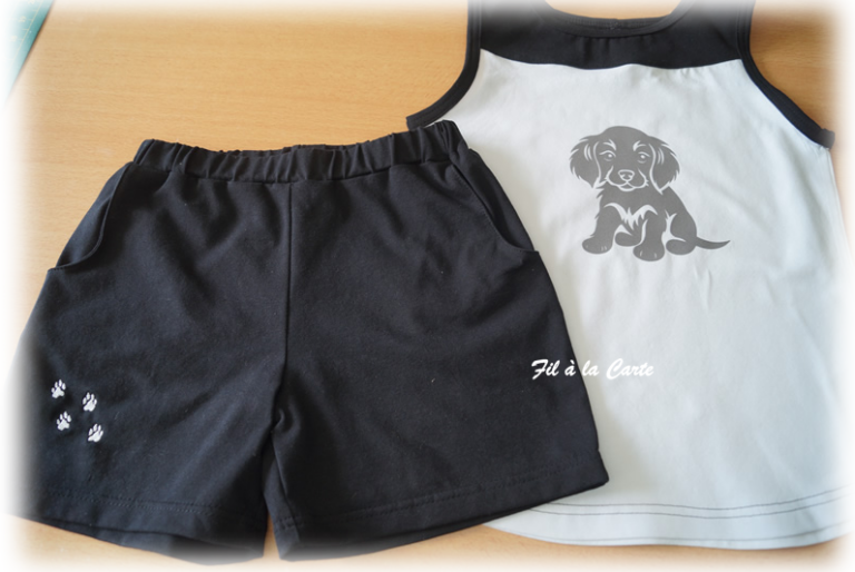 Ensemble short débardeur chien 140 cm